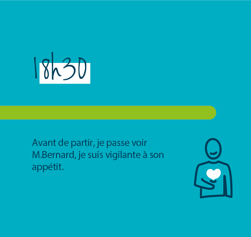 18h30 avant de partir je passe voir M.Bernard, je suis vigilante à son appétit