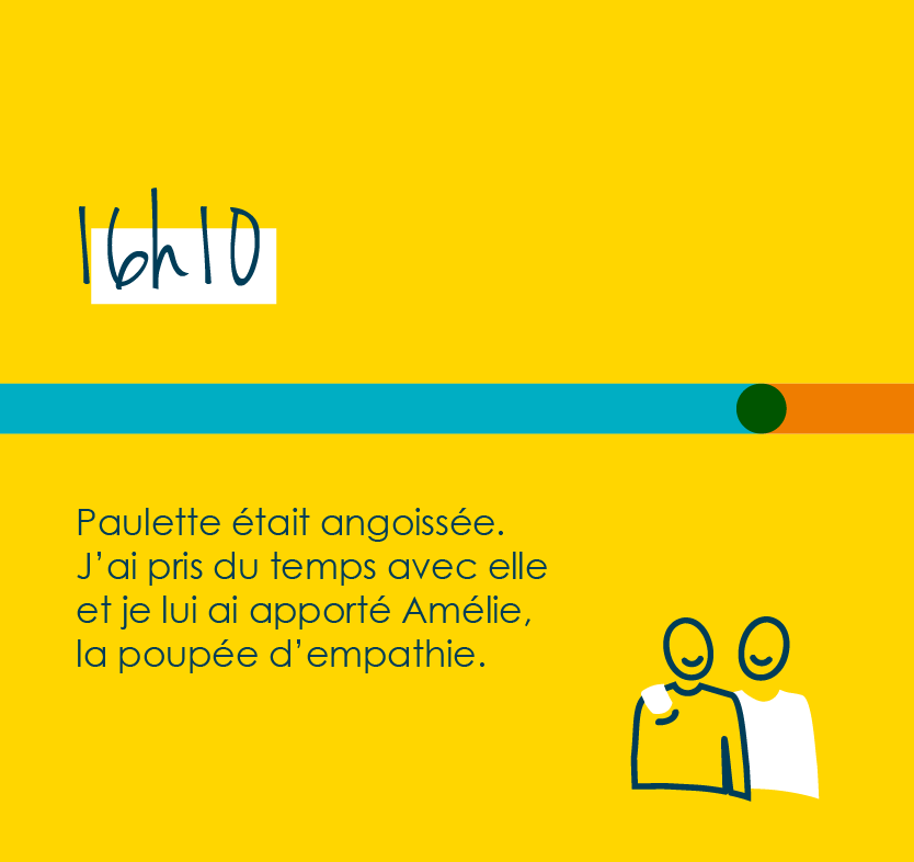 Paulette était angoissée : j'ai pris du temps avec elle et je lui ai apporté la poupée d'empathie
